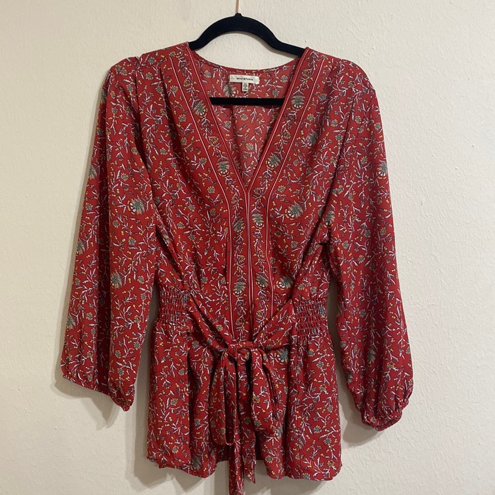 Max Studio Red Blouse XL but runs small!!!